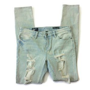 William Rast Womens Jeans Size 27 Skinny Mid Rise Ripped Distresed Light Wash